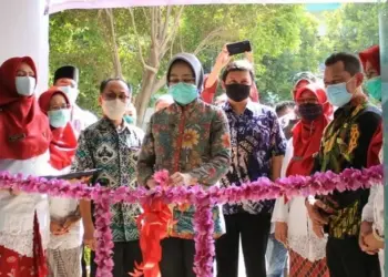 PERESMIAN : Wali Kota Tangsel Airin Rachmi Diany meresmikan Puskesmas ke-31 di Cirendeu, Ciputat Timur, Kota Tangsel, Kamis (27/8). (IRMA/BNN)