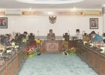 RAKOR: Rapat koordinasi (Rakor) tentang rencana penyusunan rancangan arsitektur SPBE dan Pemkab Serang menjadi pilot project di Aula KH Syam’un pada Kamis (10/9). (SIDIK/SATELIT NEWS)