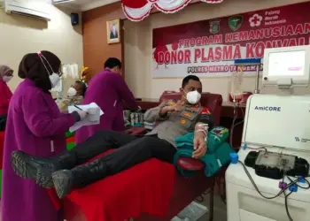 Delapan Personel Polrestro Tangerang Donor Plasma Darah