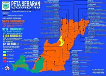 Peta penyebaran Covid-19 di Kabupaten Pandeglang. (ISTIMEWA)