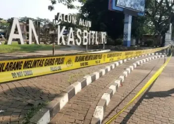 Ditutup Sementara, Alun-alun Rangkasbitung Lebak Dipasangi Police Line