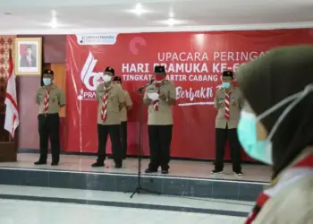 Upacara HUT ke-60 Pramuka, tingkat Kabupaten Serang, Sabtu (21/8/2021). (ISTIMEWA)