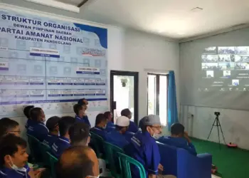 Jajaran Pengurus DPD PAN Pandeglang menghadiri Muscab Virtual, Sabtu (18/9/2021). (ISTIMEWA)