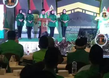 Ketua DPW PPP Provinsi Banten, Subadri Ushuluddin, menyampaikan sambutan di acara Muscab ke VI DPC PPP Kabupaten Serang, Sabtu (6/11/2021) lalu. (ISTIMEWA)