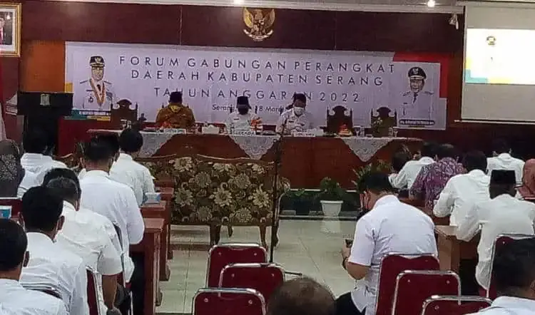 Rapat forum gabungan perangkat daerah, di lingkungan Pemkab Serang, Rabu (16/3/2022). (ISTIMEWA)