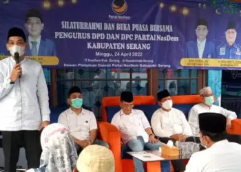 Pengurus DPD dan DPC Partai Nasdem Kabupaten Serang, menggelar silaturahmi di sekretariatnya, di Ciruas, Senin (25/4/2022). (ISTIMEWA)