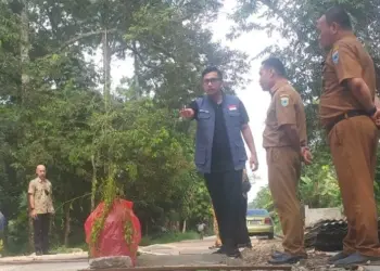 Wabup Pandeglang, Tanto Warsono Arban, memeriksa hasil pembangunan jalan di wilayah Kecamatan Cadasari, beberapa waktu lalu. (DOKUMEN/SATELITNEWS.ID)