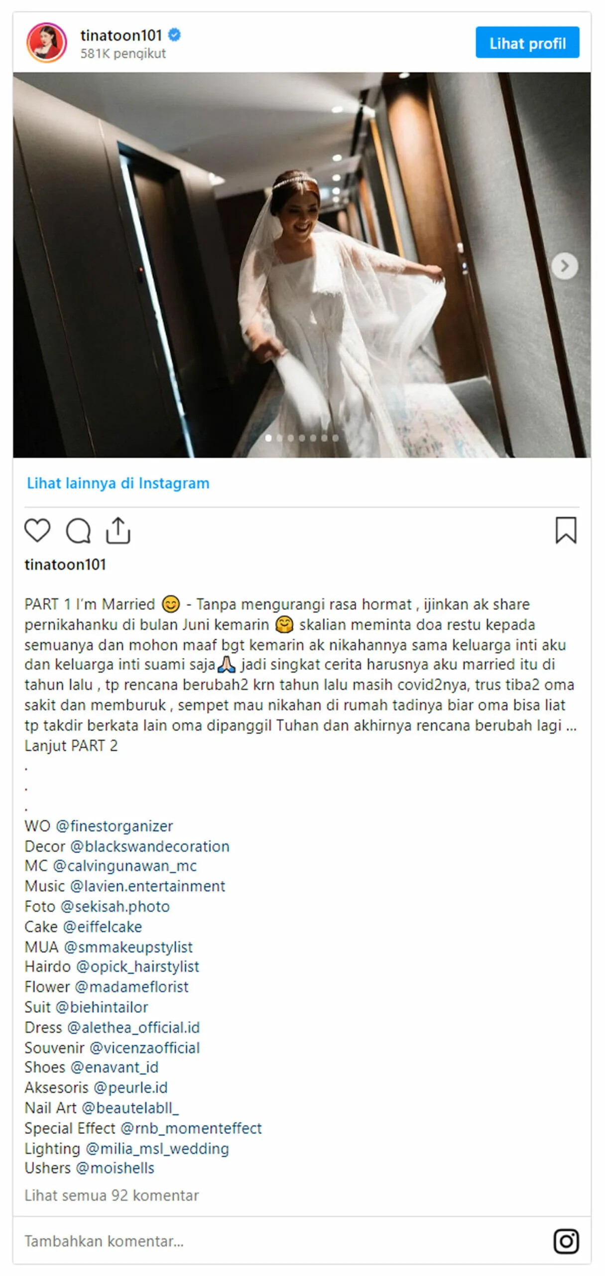 Terkesan Diam-diam, Tina Toon Ungkap Sudah Nikah di Bulan Juni