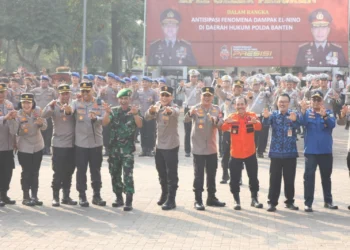 Kegiatan apel kesiapsiagaan Antisipasi Fenomena Elnino, di wilayah hukum Polda Banten, Kamis (10/8/2023). (LUTHFI/SATELITNEWS.COM)