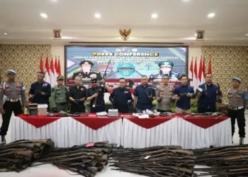 Polda Banten ekspose kepemilikan senjata api ilegal. (ISTIMEWA)