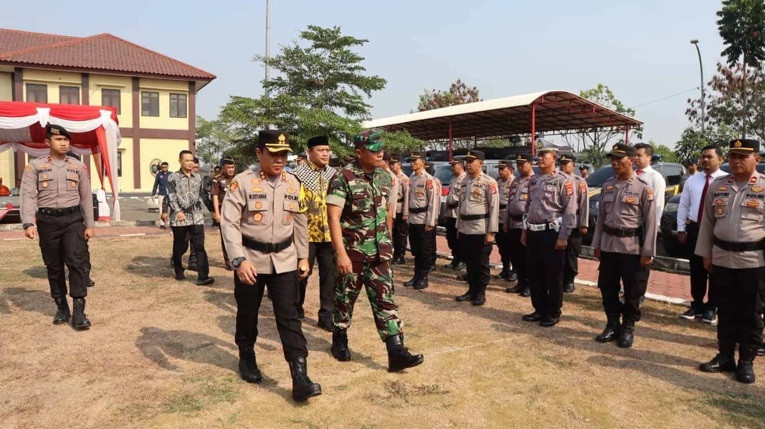 Polres Serang gelar pasukan pengamanan Pemilu, Senin (17/10/2023). (ISTIMEWA)