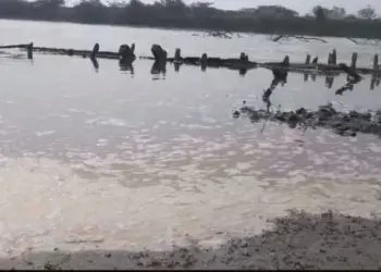 Pantai Cikaroeng Kecamatan Labuan, dicemari limbah sisa pembakaran batu bara PLTU Banten 2 Labuan. (DOKUMEN/SATELIT NEWS)