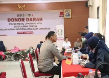 Bantu Stok Darah PMI, Polres Metro Tangerang Kota Gelar Donor Darah