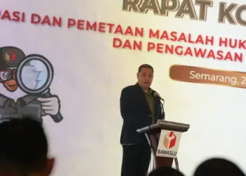 RAKOR EVALUASI: ini disampaikan Bagja saat membuka Rapat Koordinasi Evaluasi dan Pemetaan Masalah Hukum Pembentukan Pengawas TPS (PTPS) dan Pengawasan Pembentukan KPPS, di Semarang, Minggu (28/1/2024). (DOK BAWASLU)