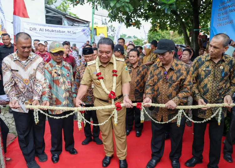 Peresmian Peningkatan Prasarana, Sarana, dan Utilitas umum (PSU) Jalan Lingkungan Kampung Cipacing, Desa Ciputri, Kecamatan Kaduhejo, Kabupaten Pandeglang, dengan konstruksi paving block. (ISTIMEWA)