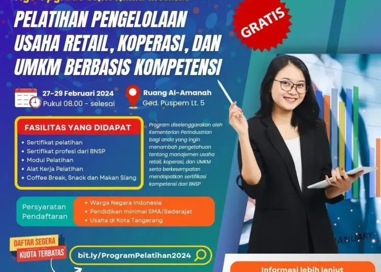 Gratis, DisperindagkopUKM Kota Tangerang Buka Pelatihan Pelatihan Usaha Berserifikasi