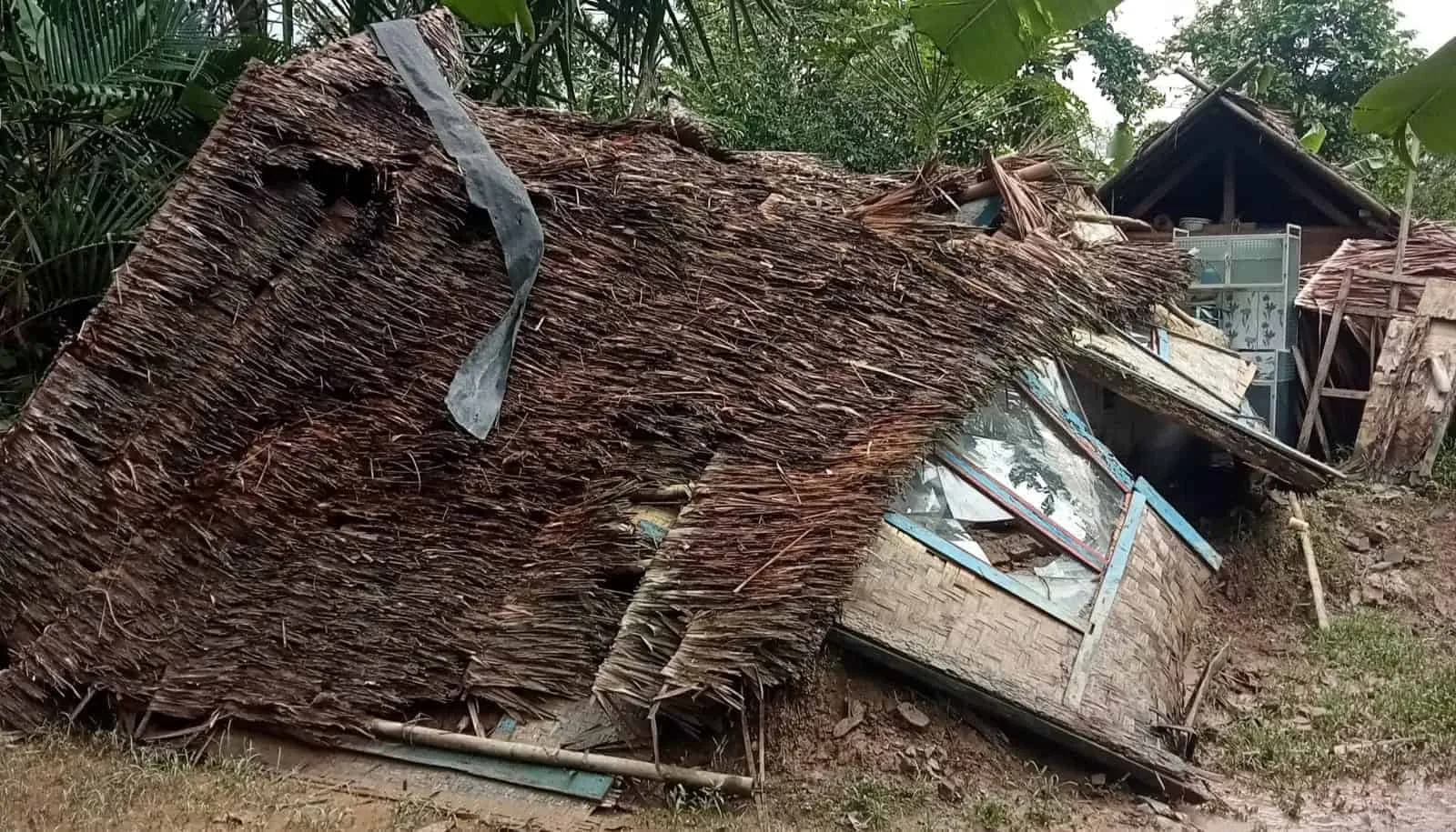 Rumah janda tua dii Kampung Tajur, Desa Idaman, Kecamatan Patia, Kabupaten Pandeglang, roboh. (ISTIMEWA)