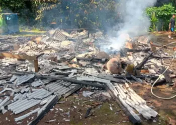 Sebuah rumah di Desa Bojong, Kecamatan Bojong, Kabupaten Pandeglang, ludes terbakar, Senin (29/4/2024). (ISTIMEWA)