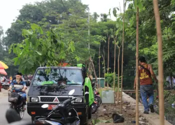 Bahu Jalan Irigasi Pasar Sipon Cipondoh Ditanami Pohon