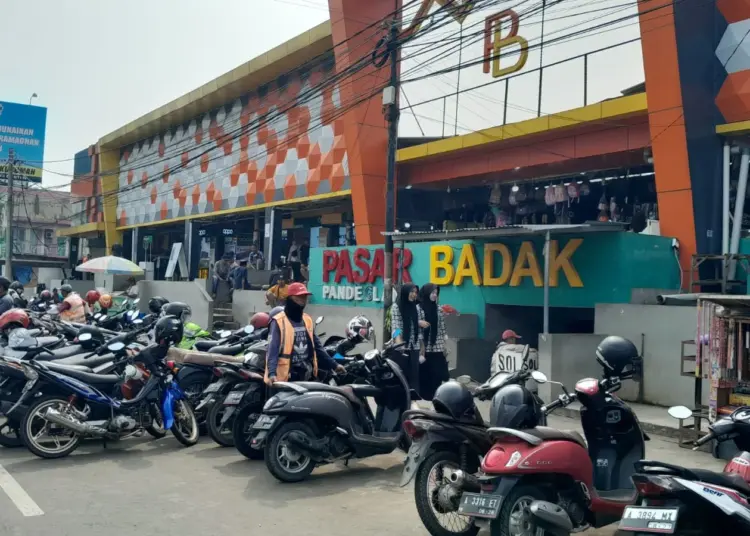 Ratusan kendaraan bermotor, terparkir di area parkir Pasar Badak Pandeglang. (ADIB FAHRIE/SATELITNEWS.COM)