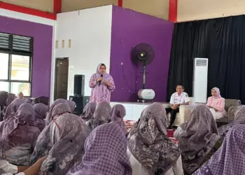 PEMAPARAN: Pemerhati Pendidikan Kabupaten Tangerang Intan Nurul Hikmah saat menyampaikan pemaparan di acara pelatihan guru PAUD di GSG Curug, Rabu (7/8/2024). (ISTIMEWA)