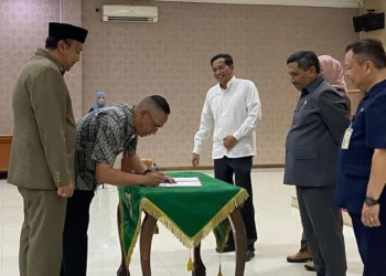 Sejumlah pejabat, menghadiri sertijab Kepala Pelaksana BPBDPK Pandeglang. Saat ini, Pemkab sedang melaksanakan tahapan open bidding 3 JPT Pratama. (DOKUMEN/SATELITNEWS.COM)