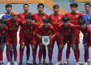 Tim futsal Banten sebelum bertanding di ajang PON XXI 2024. (ISTIMEWA)