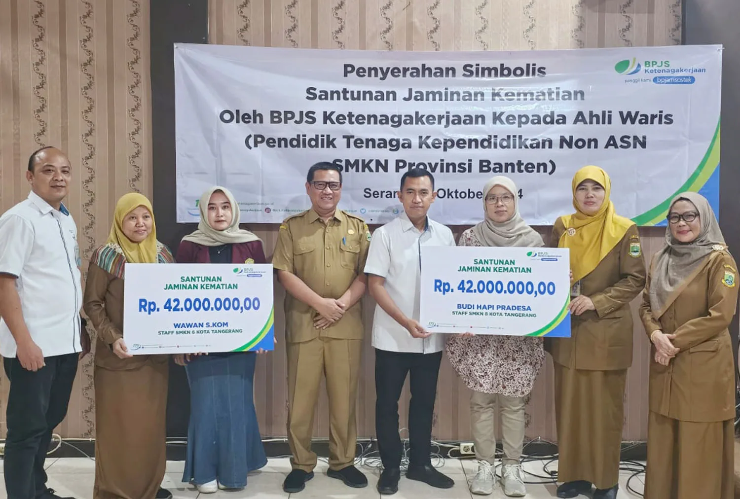 Dua Guru SMK Meninggal Dunia, BPJS Ketenagakerjaan Serahkan Santunan JKM ke Ahli Waris