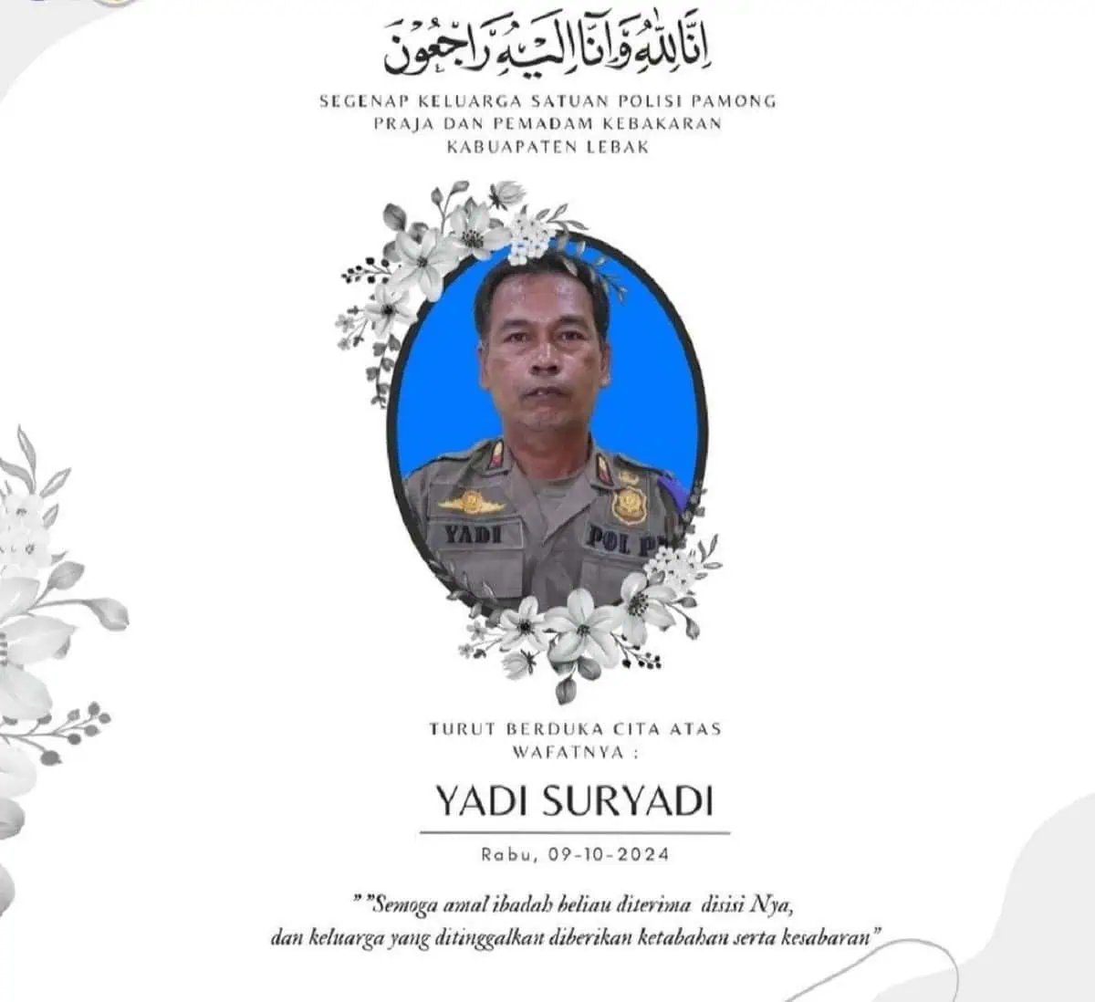 Yadi Suryadi Semasa Hidup Dikenal Sosok Berdedikasi Tinggi