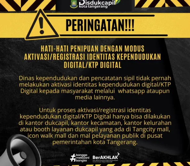 Masyarakat Kota Tangerang Diminta Waspada Penipuan Berkedok Aktivasi Identitas Kependudukan Digital