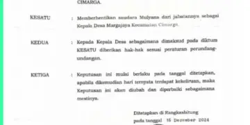 Terlibat Narkoba, Kades Margajaya Lebak Akhirnya Diberhentikan