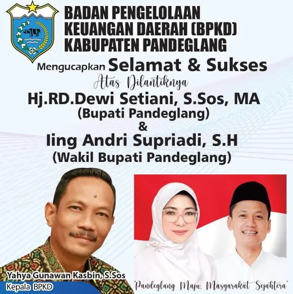 BPKD Pandeglang Selamat atas dilantiknya Dewi Setiani dan Iing Andri Supriadi